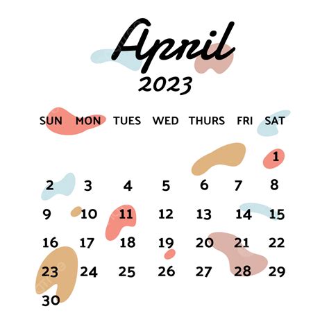 April 2023 Calendar Clipart Vecto April 2023 Calender Png And Vector