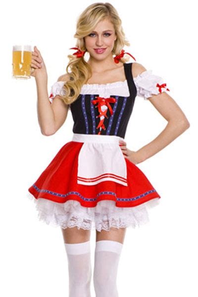 Sexy Cosplay Sumptuous Beer Girl Oktoberfest Costume H8932 Red Germany Beer Costumes Promotional