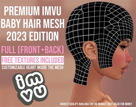 2023 Imvu Baby Hair Mesh Full 2 Free Opacity Maps Sleek Baby Hair Xmf