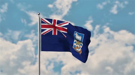 Vídeo Premium Bandera De Las Islas Malvinas Ondeando En El Cielo Azul Video Realista 4k