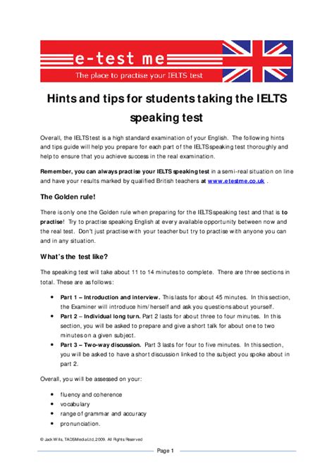 Pdf Hints And Tips For Students Taking The Ielts Speaking Test Part1