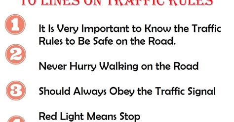 10 Lines On Traffic Rules In English For Kids
