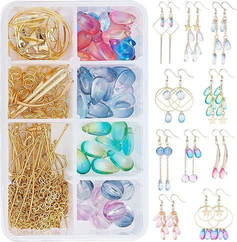 SUNNYCLUE 1 Box DIY Make 10 Pairs Teardrop Beads Earring Making Kit