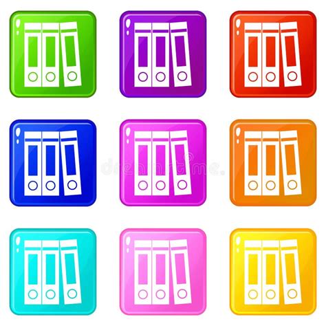 Office Folders Documents Icons 9 Set Stock Illustrations 4 Office