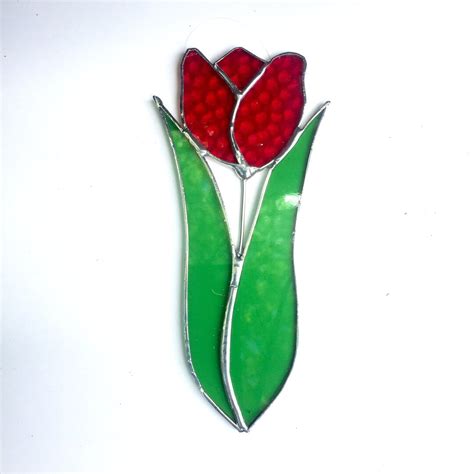 Red Tulip Suncatcher Stained Glass Mother S Day Window Ornament Spring Flower Gardener S T