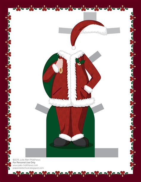 Paper Dolls By Julie Allen Matthews A Traditional Santa Costume For