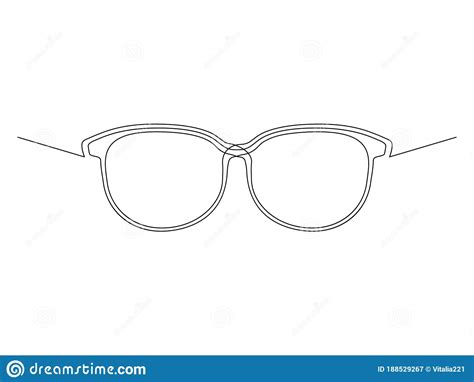 Continuous Line Glasses Vector One Line Art Sunglasses Drawing Isolated Stock Vector