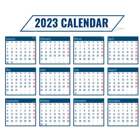 Calendario 2023 Azul Real Con Calendario De Mesa Simple Png