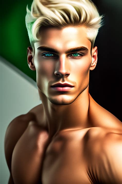 Lexica A White Blond Young Sexy Man With Piercing Green Eyes