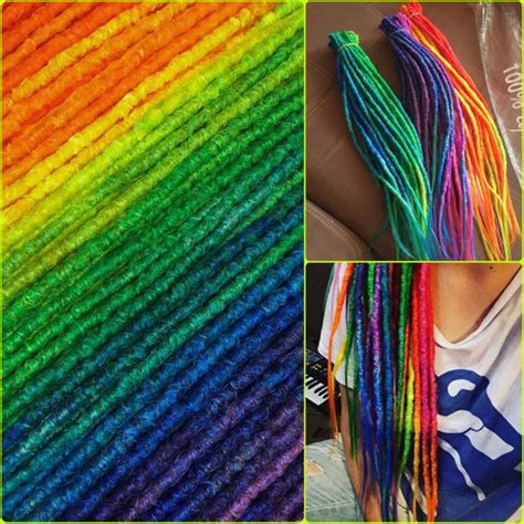 Playful Rainbow Dreadlocks Done In Wrapped Natural Style Synthetic