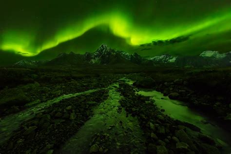 Nature Photography Landscape Mountains Green Sky Starry Night