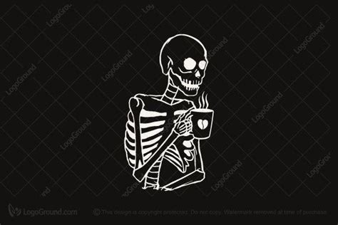 Skeleton Drinking Coffee Logo Skeleton Art Coffee Logo Art
