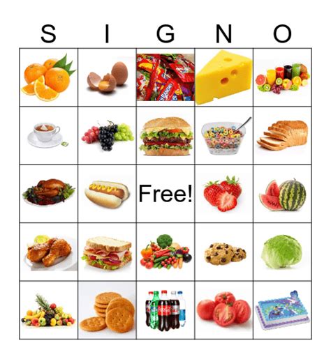 Food Bingo Card