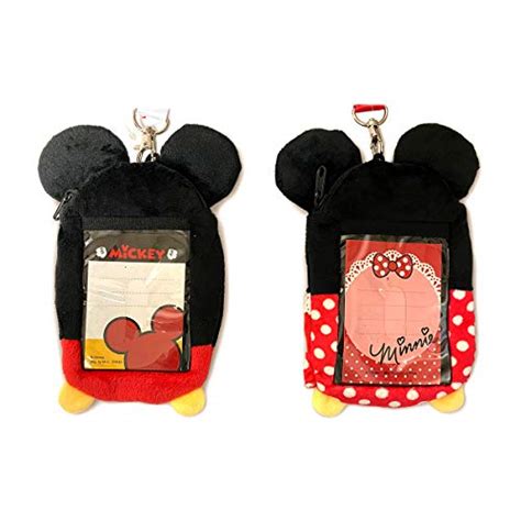 Disney Lanyards With Id Holder And Zip Pouch Mickey And Minnie Mouse