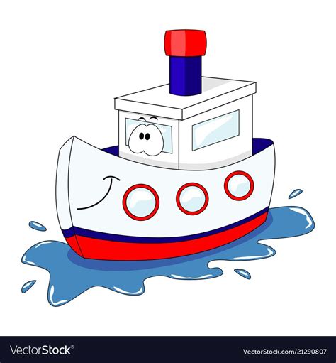 Cute Cartoon Ship Isolated On Royalty Free Vector Image Cartoon Ships