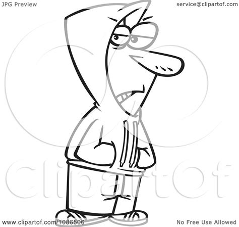 Some zip up and others are pullovers. Clipart Outlined Shady Man Wearing A Hoodie - Royalty Free ...