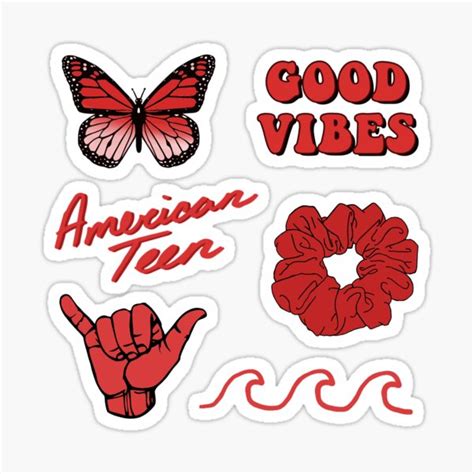 Red Aesthetic Stickers Redbubble Bubble Stickers Phone Stickers
