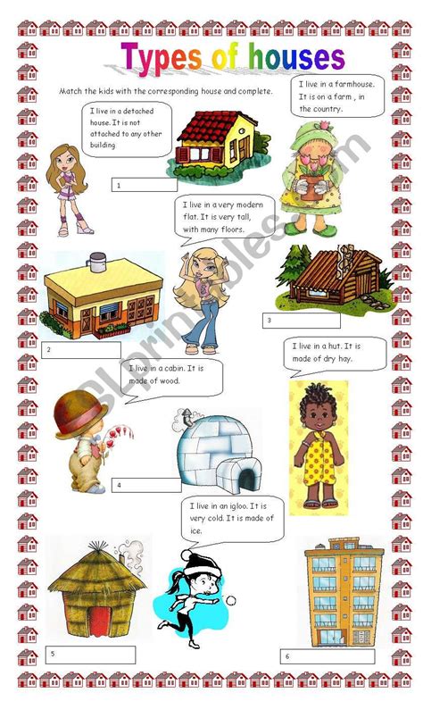 Worksheets On Types Of Houses