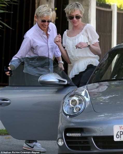 Loved Up Ellen Degeneres And Portia De Rossi Take A Stroll Hand In Hand Daily Mail Online