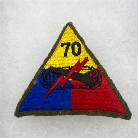 Ww2 Us Army 70th Tank Battalion Patch Embroidered On Wool Worn