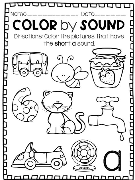 Color By Short Vowel Sound Worksheet Education Com Vowels Coloring