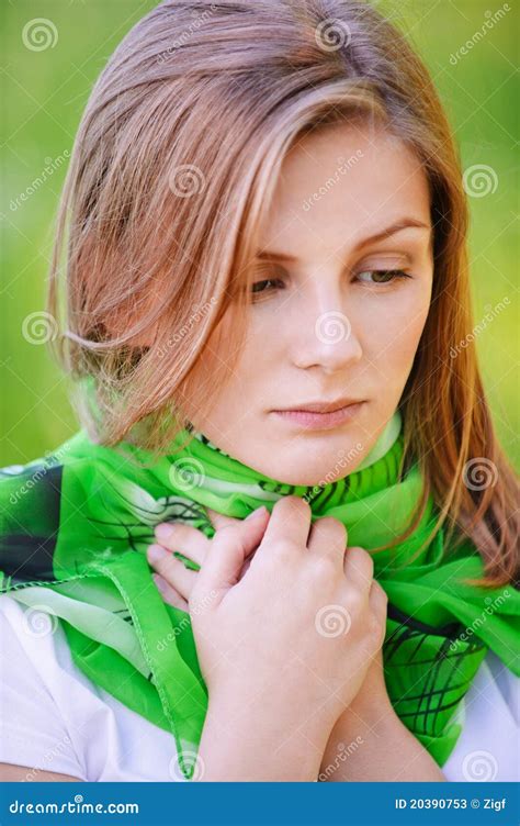 Portrait Of Young Sad Woman Stock Image Image Of Anxious Looking