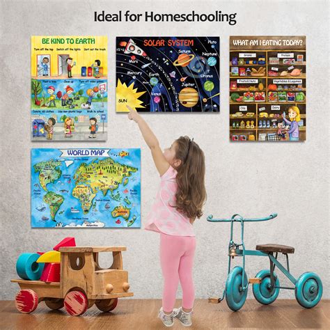 Buy 12 Kids Educational Posters For Preschool Toddlers Double