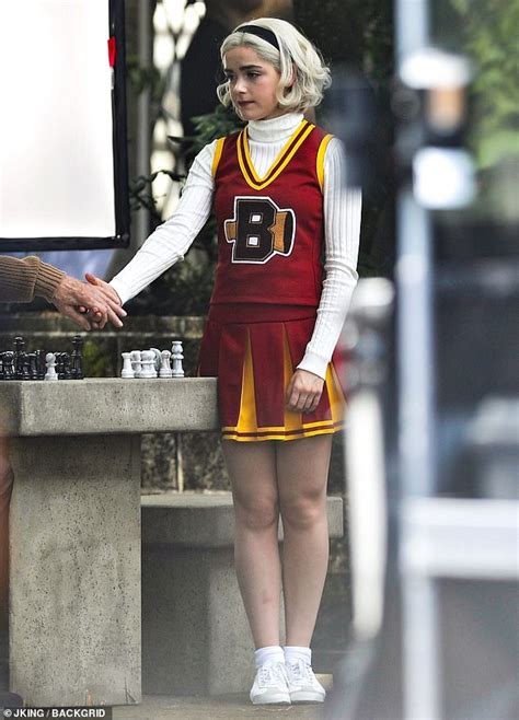 Kiernan Shipka Dons Cheerleader Uniform On The Set Of Chilling