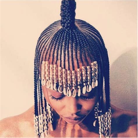 Braided Topknot With Beads Cornrows With Beads Natural Hair Styles