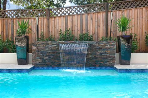 When forming an area for installation, note that a plumbing and electrical notch must be provided (figure 2). Sheer descent waterfall - Ryde - Crystal Pools