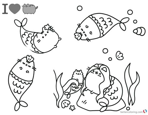 Pusheen Coloring Pages Beautiful Mermaid Free Printable Coloring Pages