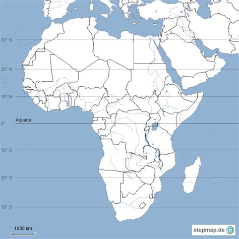 Afrika länder, flüsse erstellt am 16.02.2016. StepMap - Stumme Karte Afrika - Landkarte für Afrika