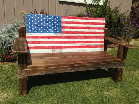 4 Foot Rustic Bench With American Flag Back Contact 2wood 562 743