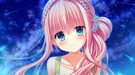 Encrafts Anime Girl Pink Hair And Blue Eyes