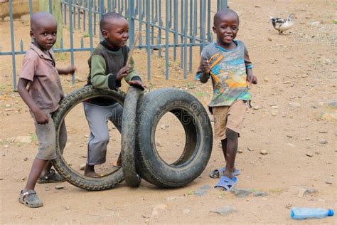 African Little Children Play On A Street Editorial Photography Image