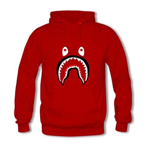 Buy Bape Shark Red Pullover Hooded Sweatshirt Women X Large Hoodies