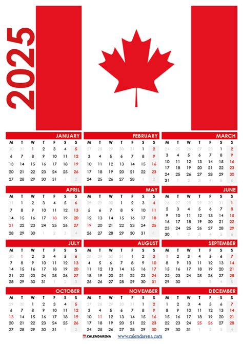 Canada 2024 Calendar With Holidays Printable