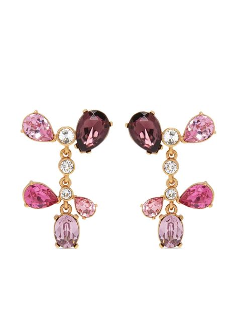 Oscar De La Renta Crystal Embellished Drop Earrings Farfetch