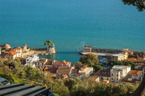 Picturesque Cityscape With The Sea In Nafpaktos In Greece Stock Image