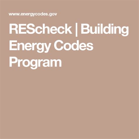 Rescheck Building Energy Codes Program Coding Energy Conservation