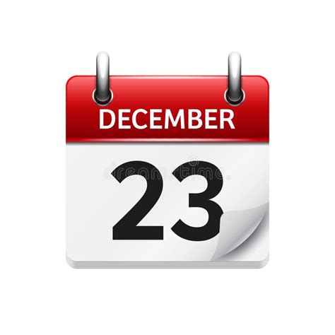 December 23 Vector Flat Daily Calendar Icon Date And Time Day Month