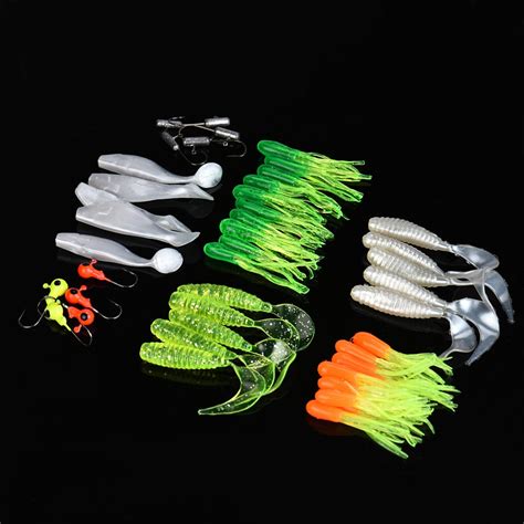 High Quality Bright Colors 35pc Soft Worm Lure Carp Fishing Lure Set