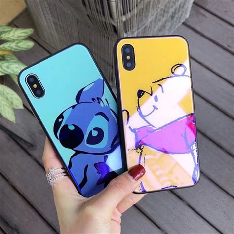 Blue Ray Tempered Glass Case For Iphone X Xs Max Xr Fundas Winnie Pooh