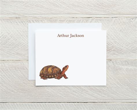 Personalized Turtle Stationery Turtle Notecards Box Turtle Etsy