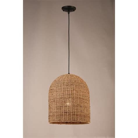 Allen Roth Brit Black Canopy With Natural Rattan Shade Traditional