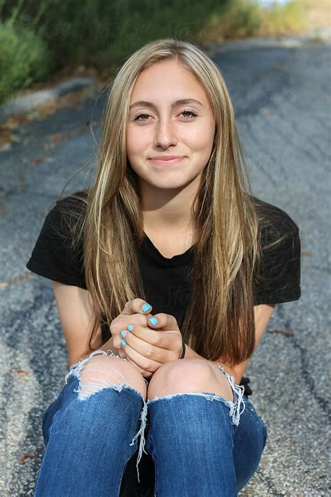 Beautiful Teenage Girl With Highlighted Blonde Hair By Carolyn Lagattuta