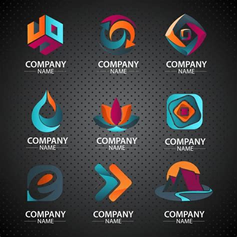 Corporate Logo Design In Various Dark Colored Shapes Vectors Graphic