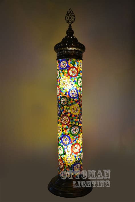 Handmade Turkish Mosaic Cylinder Floor Lamp Lantern Morrocan Etsy