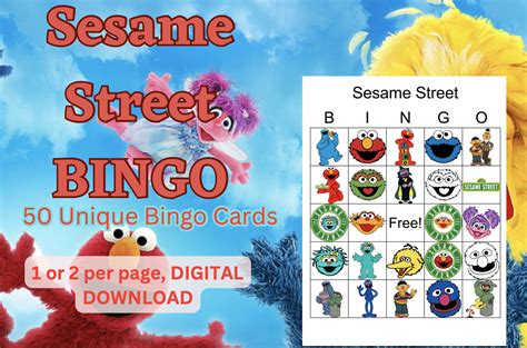 Sesame Street 50 Printable Bingo Cardsdigital Download Inspire Uplift