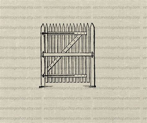 Gate Vector Clipart Picket Fence Clip Art Graphic Instant Etsy